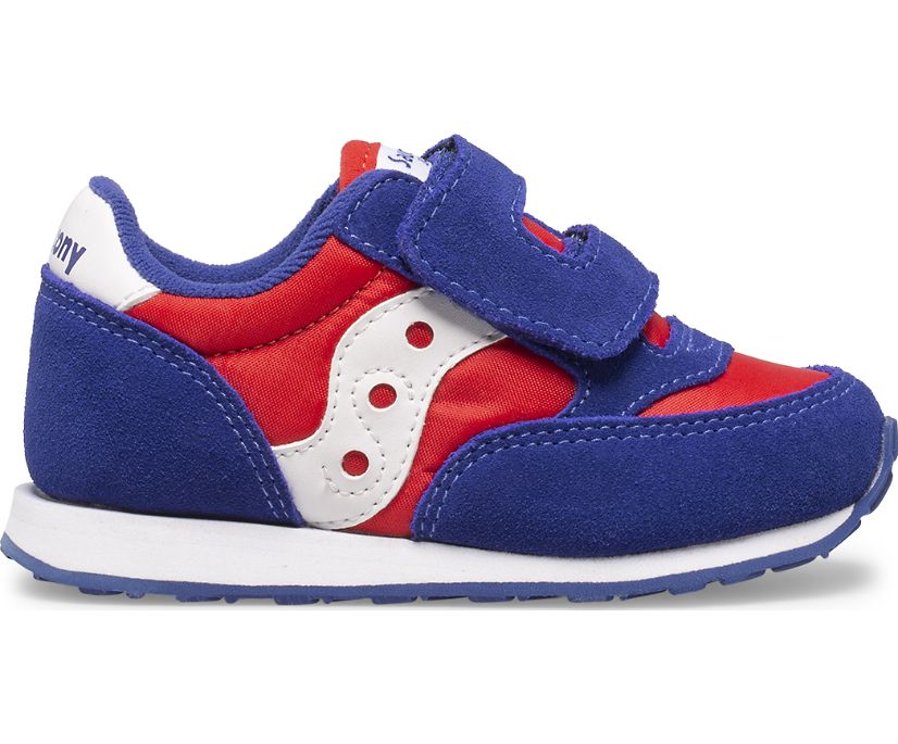 Saucony Baby Jazz Hook & Loop Sneakers Barn Röda Vita Blå | Sverige 451QMA